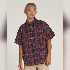 Vans Lawson Solid Woven Button-Up - Red Navy, Large (L)